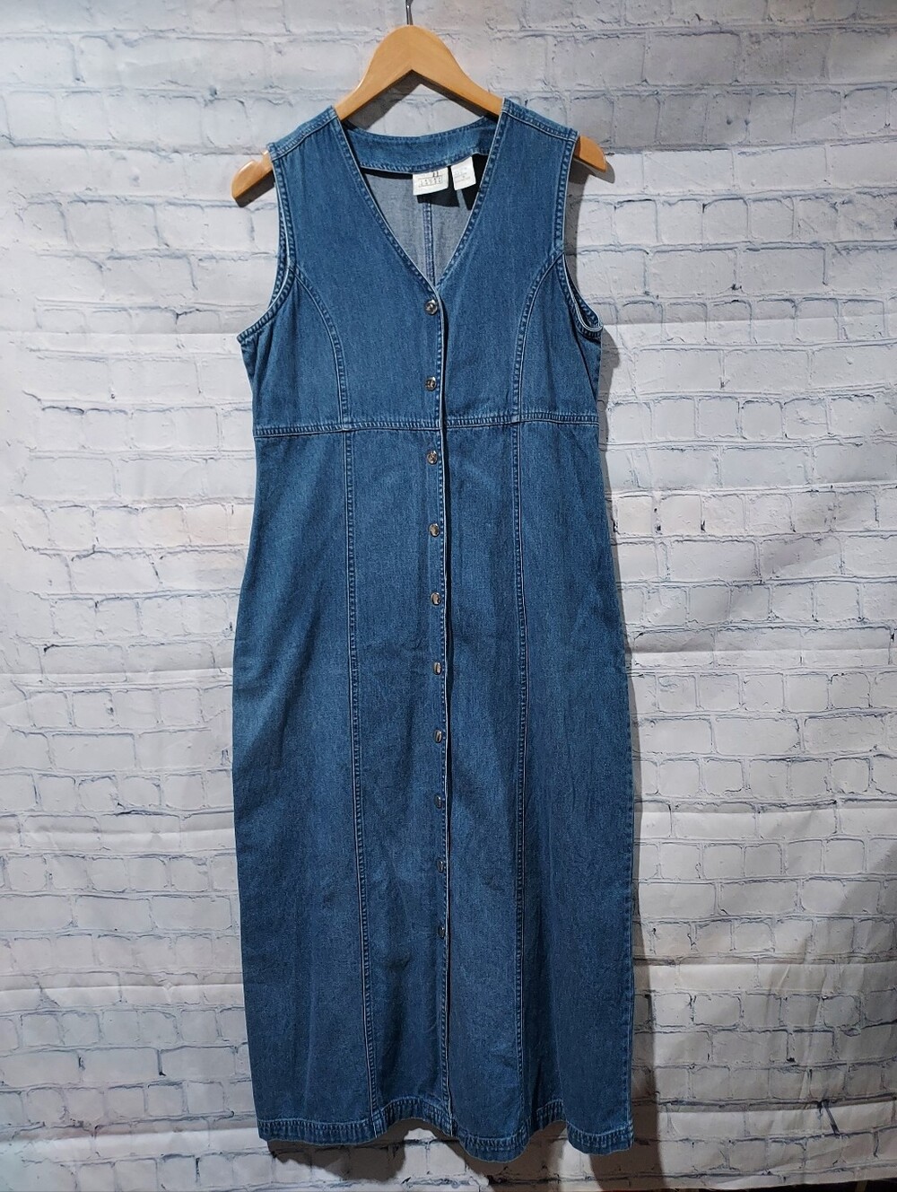 Laura Gayle Small Denim Tank Dress 90's Buttons Maxi Teacher Grannycore Prairie